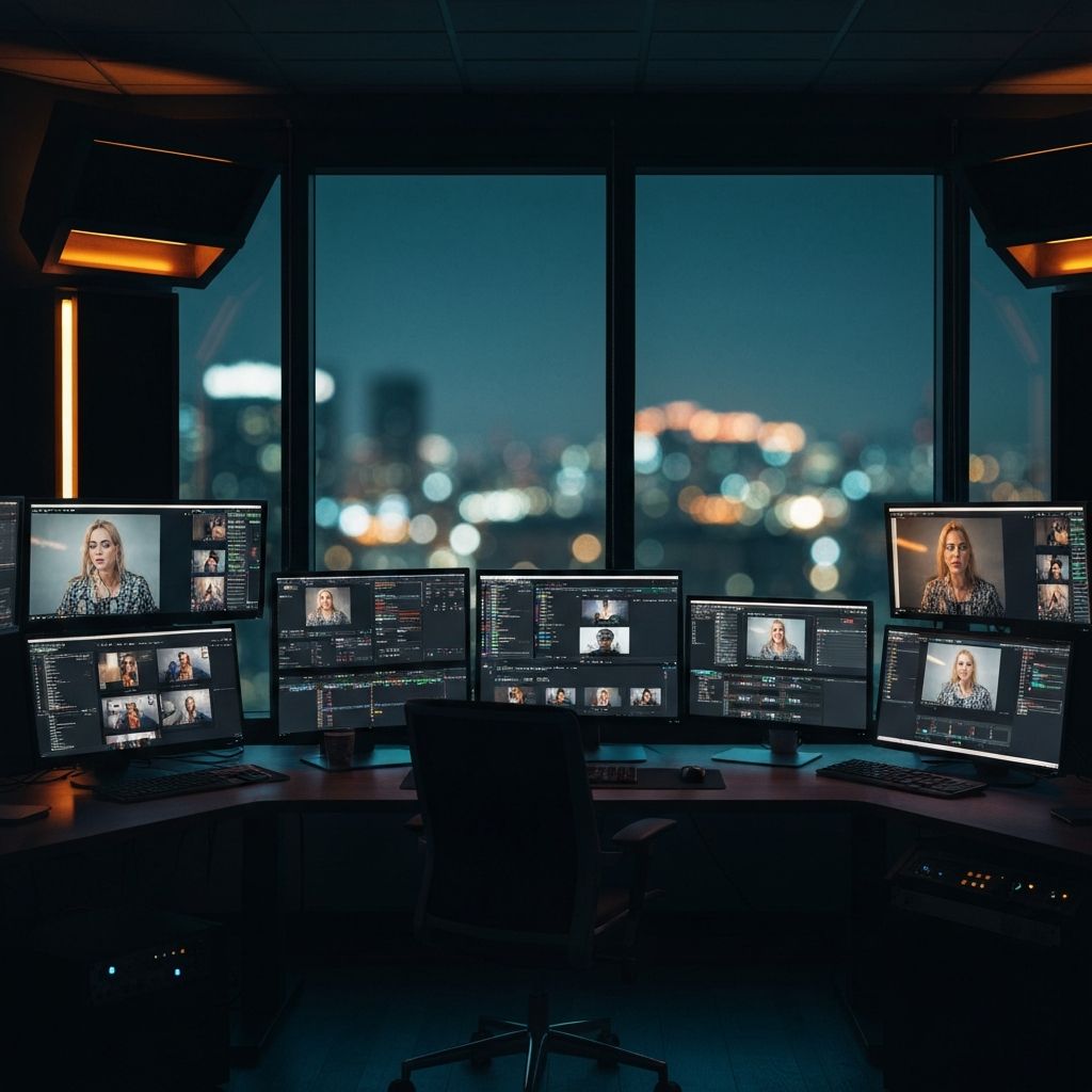 Professional video editing studio